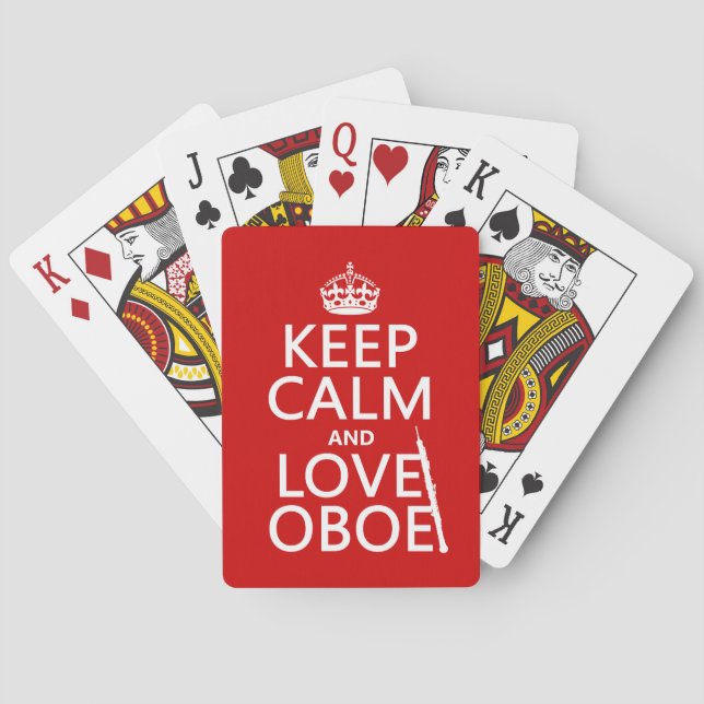 Keep Calm and Love Oboe (any background colour) Playing Cards (Back)