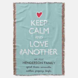 Keep Calm and Love One Another Red Heart Throw Blanket