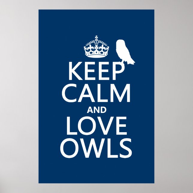 Keep Calm and Love Owls (any colour) Poster (Front)