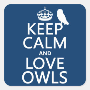 Keep Calm and Love Owls (any colour) Square Sticker