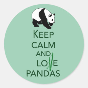 Keep Calm and Love Pandas Gift Art Print Classic Round Sticker