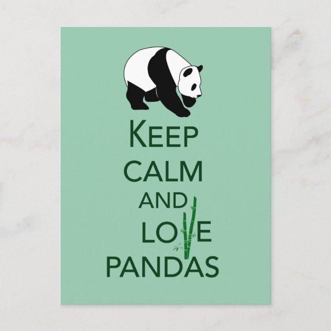 Keep Calm and Love Pandas Gift Art Print Postcard (Front)