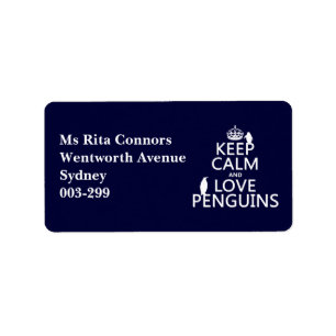 Keep Calm and Love Penguins (any colour) Label