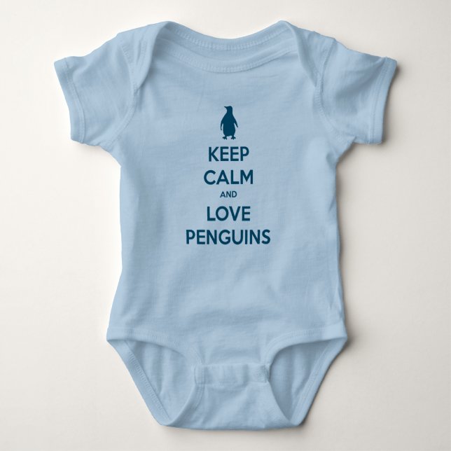 Keep Calm and Love Penguins (oceanside) Baby Bodysuit (Front)