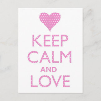 Keep Calm and Love Pink Polka Dots Postcard