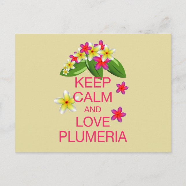 Keep Calm and Love Plumeria Fine Art Design Postcard (Front)