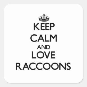 Keep calm and Love Raccoons Square Sticker