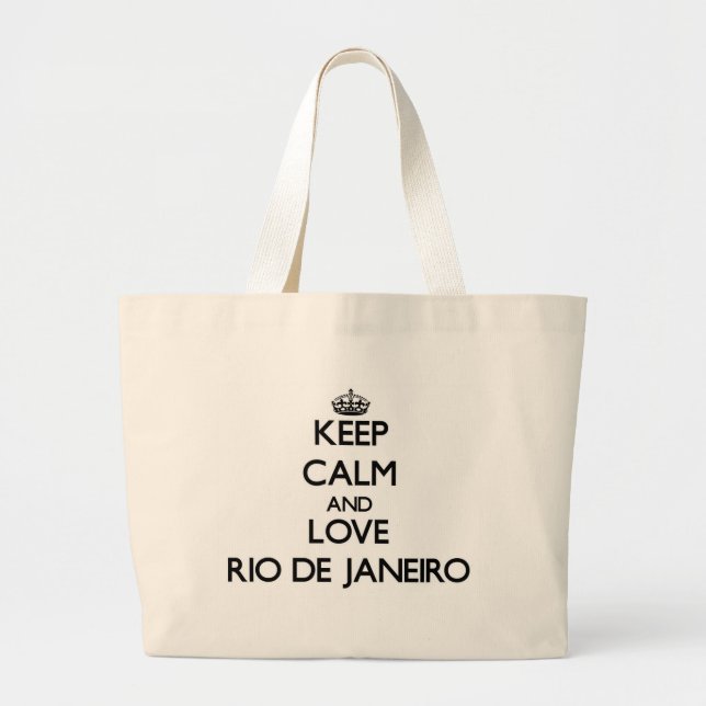 Keep Calm and love Rio De Janeiro Large Tote Bag (Front)