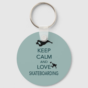 Keep Calm and Love Skateboarding unique print Key Ring