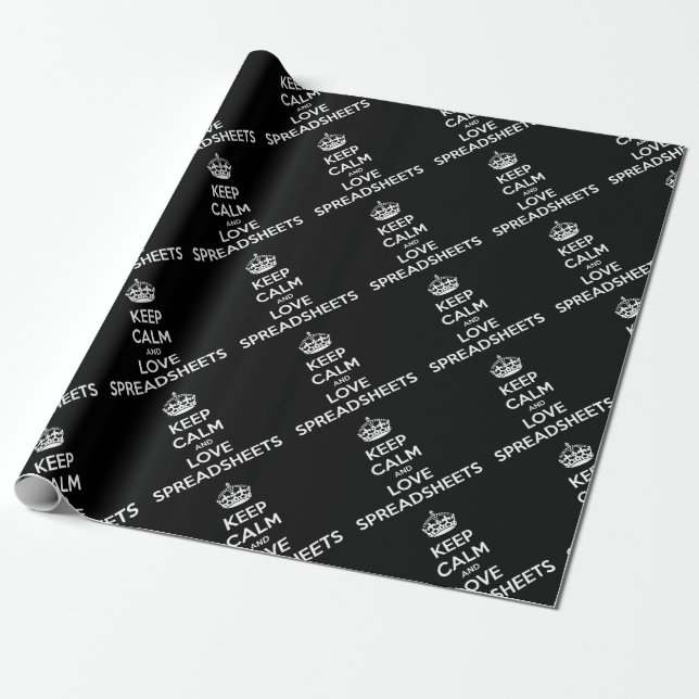 KEEP CALM AND LOVE SPREADSHEETS WRAPPING PAPER (Unrolled)