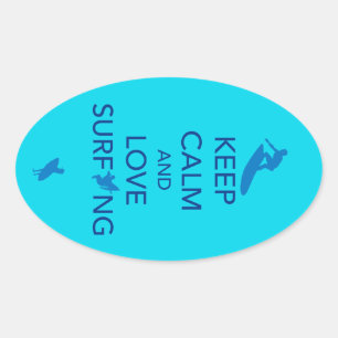 Keep Calm and Love Surfing gift selections Oval Sticker