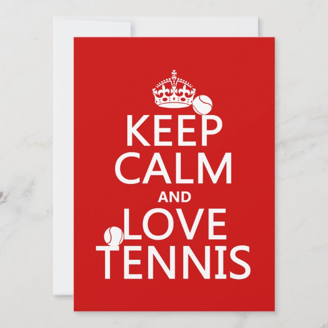 Keep Calm and Love Tennis Invitation (Front)