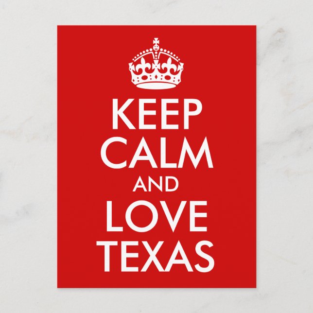Keep Calm and Love Texas Postcard (Front)