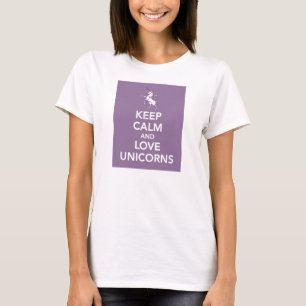 Keep Calm and Love Unicorns purple t-shirt