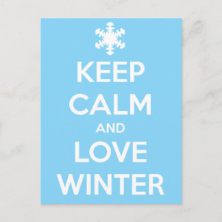 Keep calm and love winter postcard