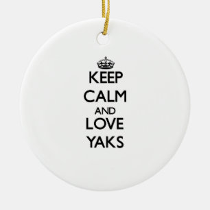 Keep calm and Love Yaks Ceramic Tree Decoration