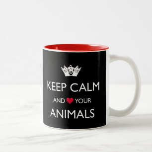 "KEEP CALM AND LOVE YOUR ANIMALS" Two-Tone COFFEE  Two-Tone Coffee Mug