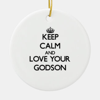 Keep Calm and Love your Godson Ceramic Tree Decoration