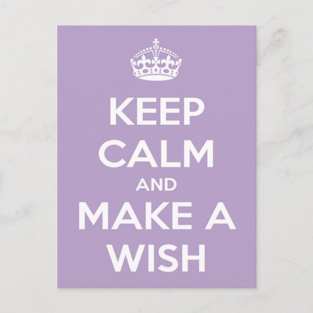 Keep Calm and Make A Wish Lavender Postcard (Front)