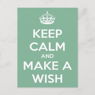 Keep Calm and Make a Wish Soft Teal Postcard