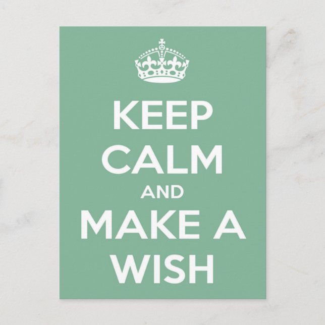 Keep Calm and Make a Wish Soft Teal Postcard (Front)