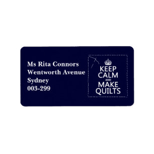 Keep Calm and Make Quilts (all colours) Label