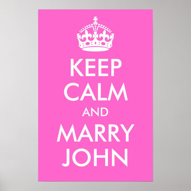 Keep Calm and Marry John Print (Front)