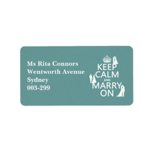 Keep Calm and Marry On (any colour background) Label