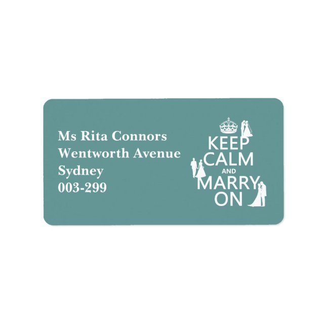 Keep Calm and Marry On (any colour background) Label (Front)