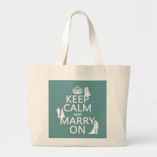 Keep Calm and Marry On (any colour background) Large Tote Bag