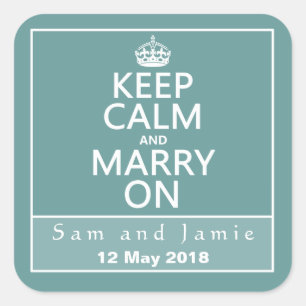 Keep Calm and Marry On Square Sticker