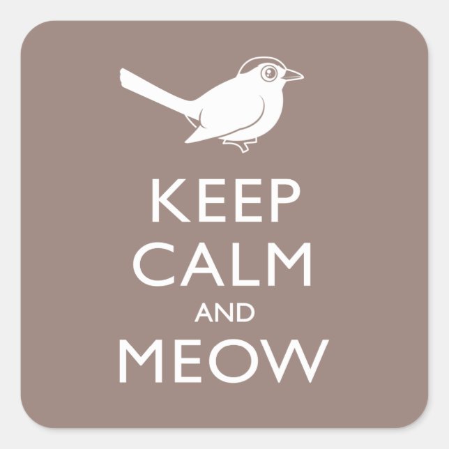 Keep Calm and Meow Square Sticker (Front)