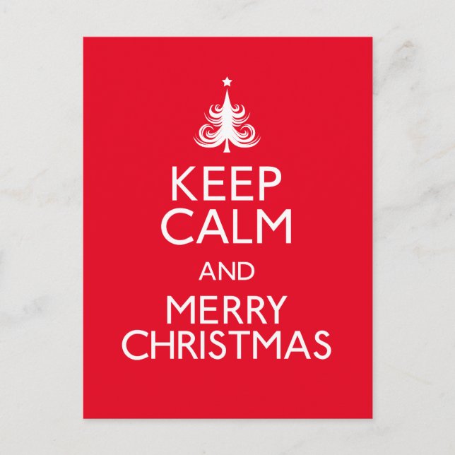Keep Calm and Merry Christmas Holiday Postcard (Front)