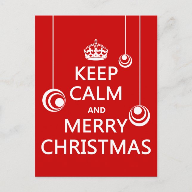 Keep Calm and Merry Christmas Holiday Postcard (Front)