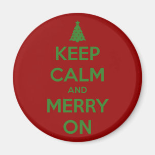 Keep Calm and Merry On Red and Green Magnet