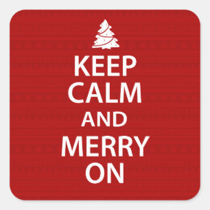 Keep Calm and Merry On Square Sticker