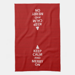 Keep Calm and Merry On Tea Towel