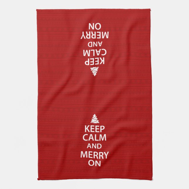 Keep Calm and Merry On Tea Towel (Vertical)