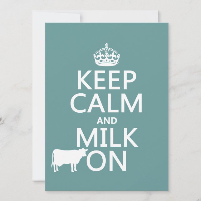 Keep Calm and Milk On (cows) (in all colours) Invitation (Front)