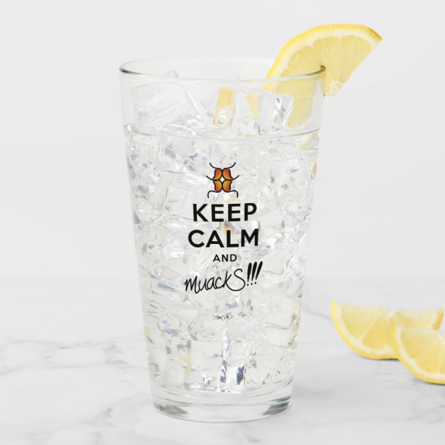 Keep Calm and muackS!!! Glass Cup (Back Ice)