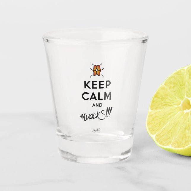 Keep Calm and muackS!!! Glass Cup (Front)