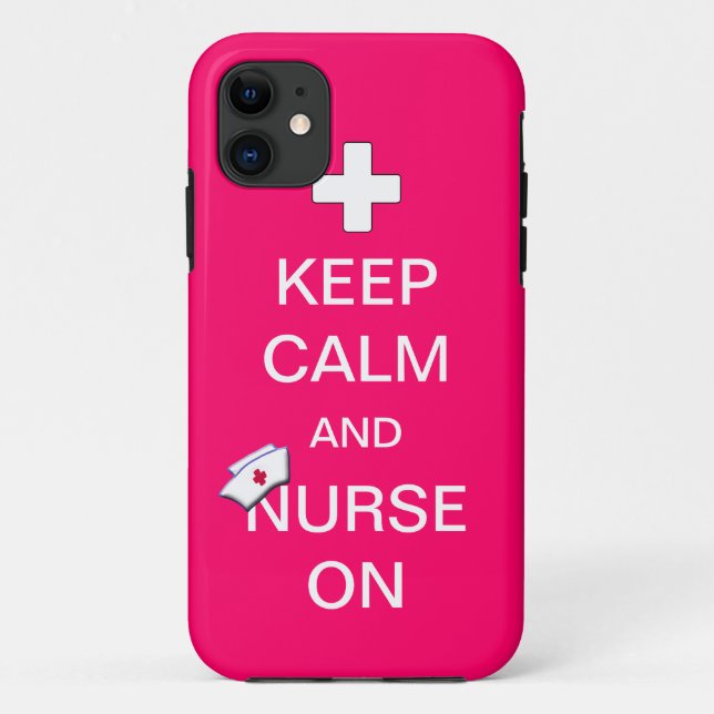 Keep Calm and Nurse On /White Cross and Nurse Cap Case-Mate iPhone Case (Back)