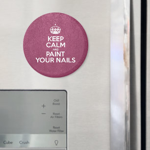 Keep Calm and Paint Your Nails, Pink Leather Magnet