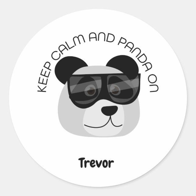 Keep Calm and Panda On Classic Round Sticker (Front)