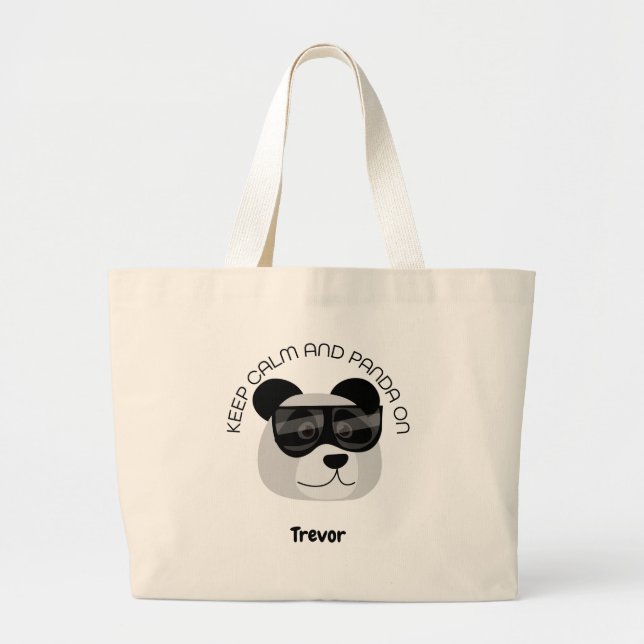 Keep Calm and Panda On Large Tote Bag (Front)