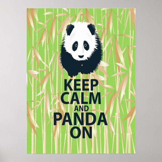 Keep Calm and Panda On Poster Art Print Bamboo (Front)