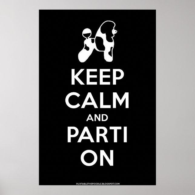 Keep Calm and Parti On Poster (Black) (Front)