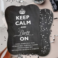 Keep Calm And Party On Chalkboard Funny Holiday