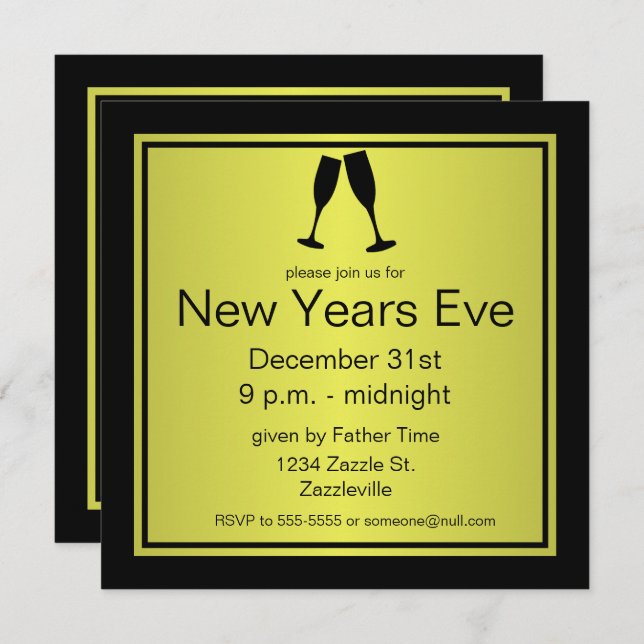 KEEP CALM AND PARTY ON, CHAMPAGNE Invitation (Front/Back)