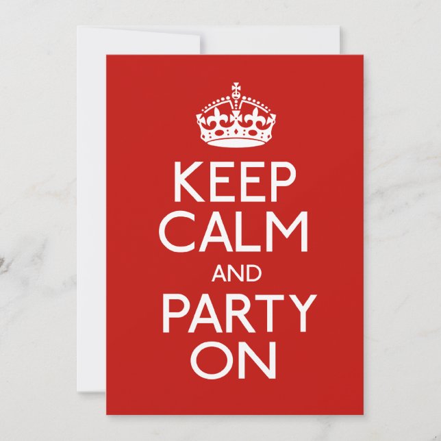 Keep Calm And Party On Invitation (Front)